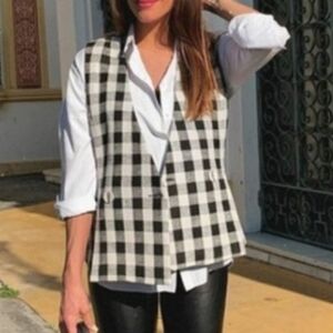 NWOT ZARA Plaid Vest Black & White Sz: Small